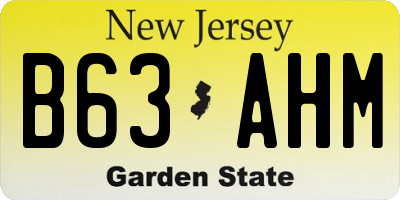 NJ license plate B63AHM
