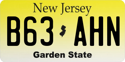 NJ license plate B63AHN