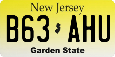 NJ license plate B63AHU