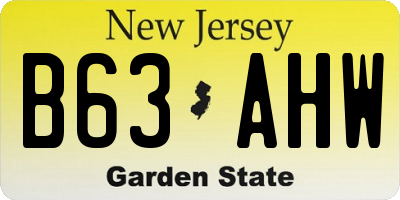 NJ license plate B63AHW