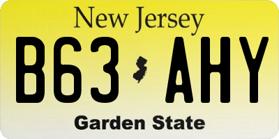 NJ license plate B63AHY