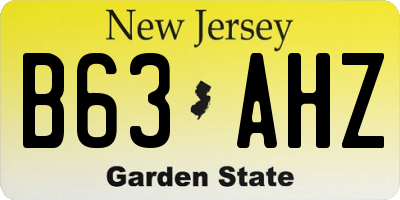 NJ license plate B63AHZ