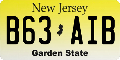 NJ license plate B63AIB