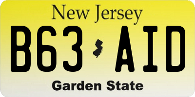 NJ license plate B63AID