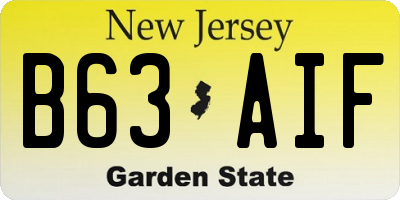 NJ license plate B63AIF