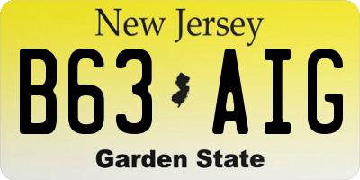 NJ license plate B63AIG