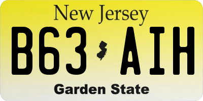 NJ license plate B63AIH