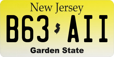 NJ license plate B63AII