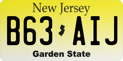 NJ license plate B63AIJ