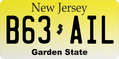 NJ license plate B63AIL