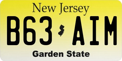 NJ license plate B63AIM