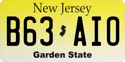 NJ license plate B63AIO