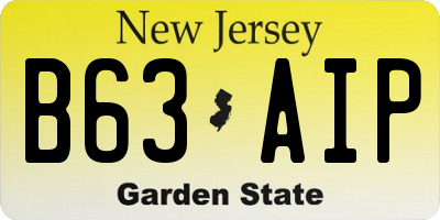 NJ license plate B63AIP