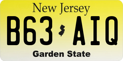 NJ license plate B63AIQ