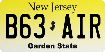 NJ license plate B63AIR