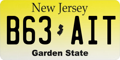NJ license plate B63AIT