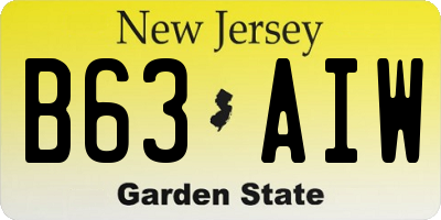 NJ license plate B63AIW
