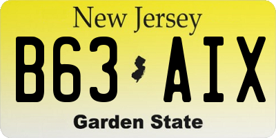NJ license plate B63AIX