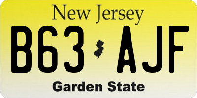 NJ license plate B63AJF
