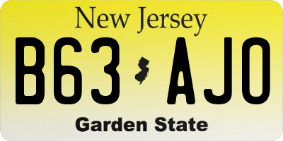 NJ license plate B63AJO