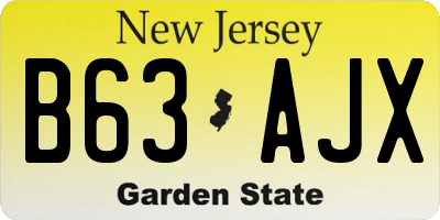 NJ license plate B63AJX