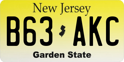NJ license plate B63AKC