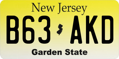 NJ license plate B63AKD