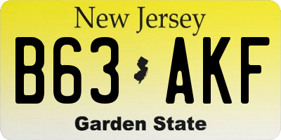 NJ license plate B63AKF