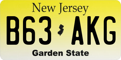 NJ license plate B63AKG