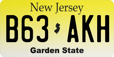 NJ license plate B63AKH