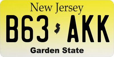 NJ license plate B63AKK