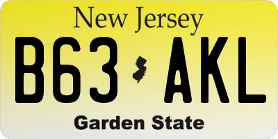 NJ license plate B63AKL
