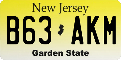 NJ license plate B63AKM