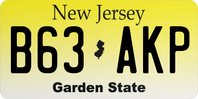 NJ license plate B63AKP