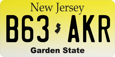 NJ license plate B63AKR
