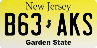 NJ license plate B63AKS
