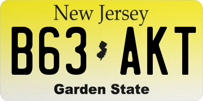 NJ license plate B63AKT