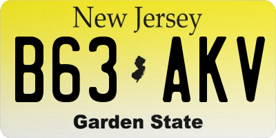NJ license plate B63AKV