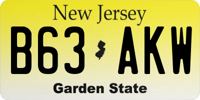 NJ license plate B63AKW