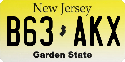 NJ license plate B63AKX