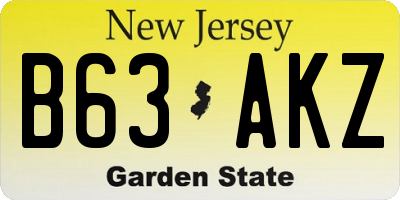 NJ license plate B63AKZ