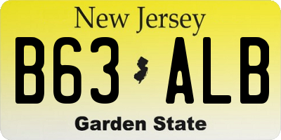 NJ license plate B63ALB