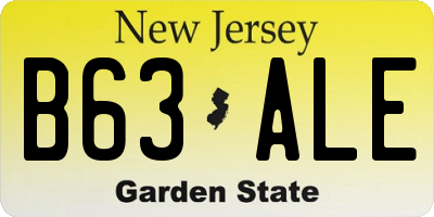 NJ license plate B63ALE