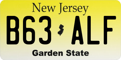 NJ license plate B63ALF