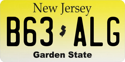 NJ license plate B63ALG