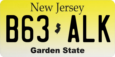 NJ license plate B63ALK