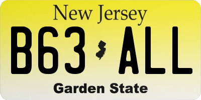 NJ license plate B63ALL