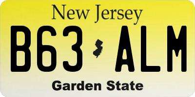 NJ license plate B63ALM
