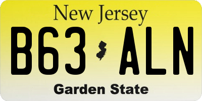 NJ license plate B63ALN