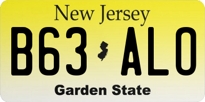 NJ license plate B63ALO